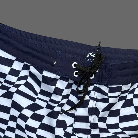 Rusty USA Warpped Check Fixed Boardshort Navy Size 32 NWT - Picture 2 of 9